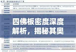 四佛板密度深度解析,揭秘其奥秘与特性!