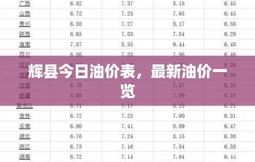 辉县今日油价表,最新油价一览