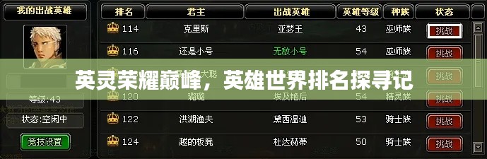 英灵荣耀巅峰,英雄世界排名探寻记