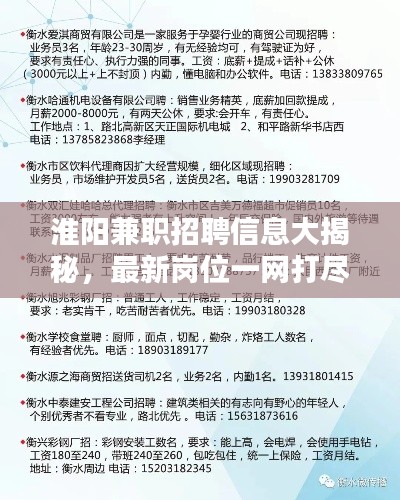 淮阳兼职招聘信息大揭秘,最新岗位一网打尽!