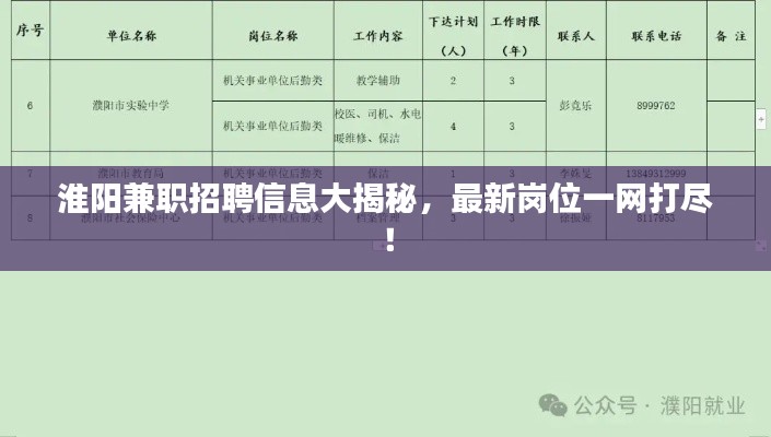 淮阳兼职招聘信息大揭秘,最新岗位一网打尽!