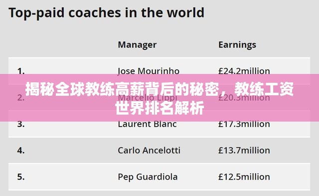 揭秘全球教练高薪背后的秘密,教练工资世界排名解析