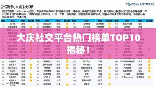 大庆社交平台热门榜单TOP10揭秘！