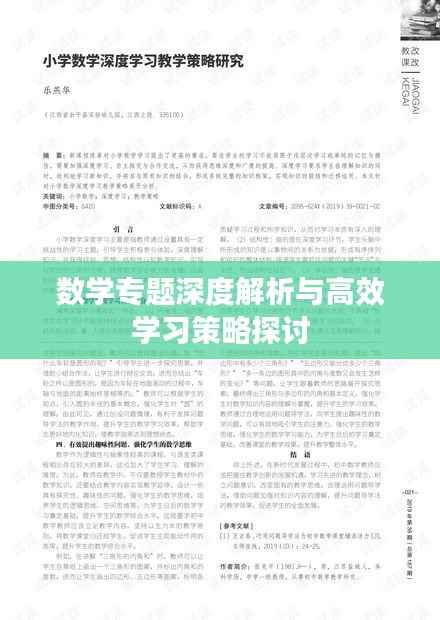 数学专题深度解析与高效学习策略探讨