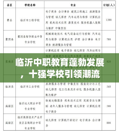 临沂中职教育蓬勃发展，十强学校引领潮流
