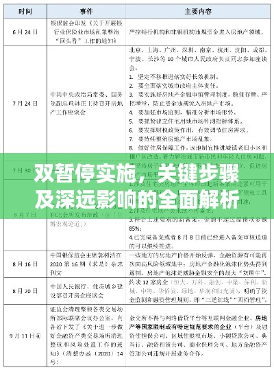 双暂停实施,关键步骤及深远影响的全面解析