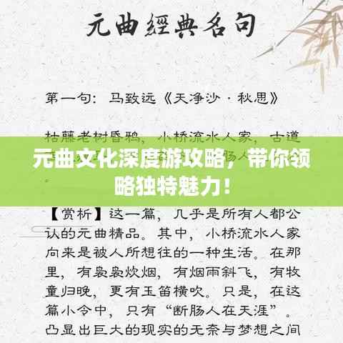 元曲文化深度游攻略,带你领略独特魅力!