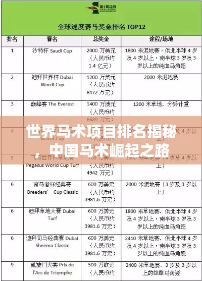 世界马术项目排名揭秘,中国马术崛起之路