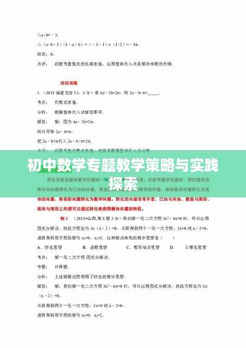 初中数学专题教学策略与实践探索